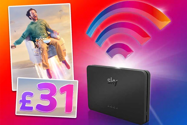 Sky broadband router with wifi symbol and price of £31.
