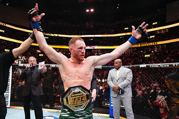 MONTREAL, QUEBEC - MAY 10: Jack Della Maddalena of Australia reacts after his unanimous-decision victory against Belal Muhammad in the UFC welterweight championship bout during the UFC 315 event at Bell Centre on May 10, 2025 in Montreal, Quebec. (Photo by Chris Unger/Zuffa LLC)