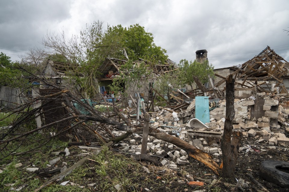 Bomb damage to a house in Kramatorsk, Ukraine.