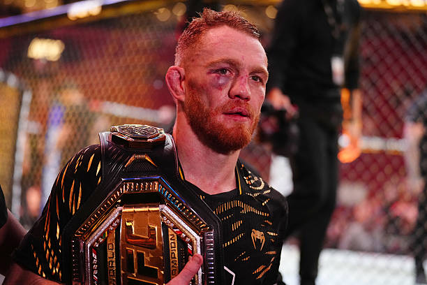 MONTREAL, QUEBEC - MAY 10: Jack Della Maddalena of Australia reacts after his unanimous-decision victory against Belal Muhammad in the UFC welterweight championship bout during the UFC 315 event at Bell Centre on May 10, 2025 in Montreal, Quebec. (Photo by Chris Unger/Zuffa LLC)