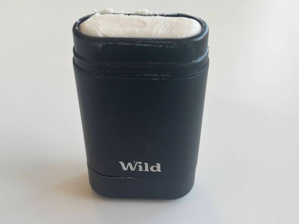 Wild deodorant container with deodorant visible.