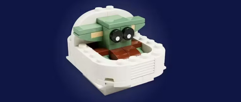 Lego Grogu in his floating crib.