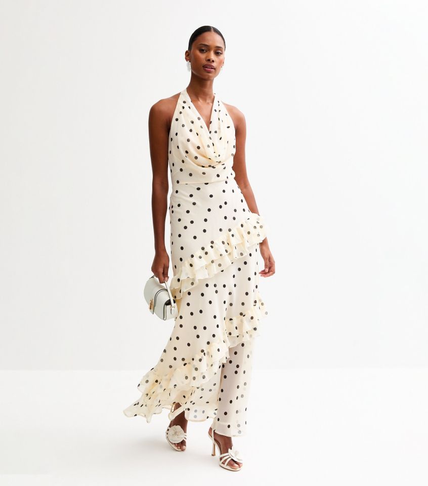 Woman in polka dot dress.