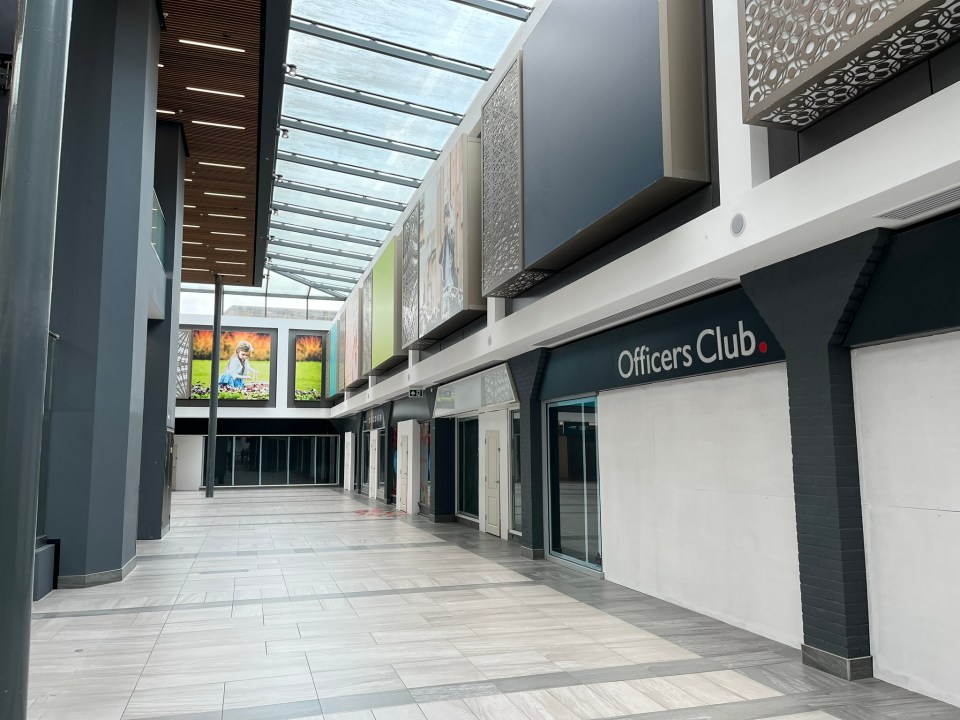 Empty shops in the Grafton Centre shopping mall.