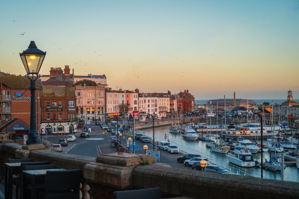 Ramsgate Royal Harbour at sunset.