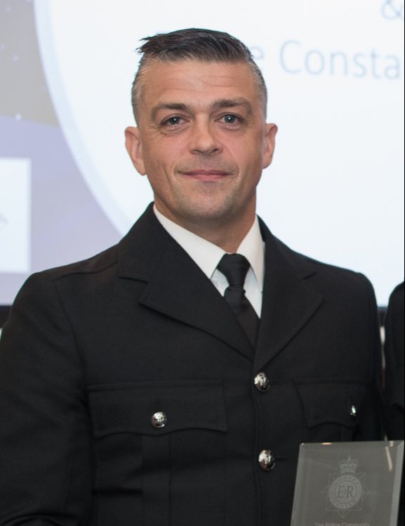 PC Lorne Castle, a dismissed Dorset Police officer, in uniform.