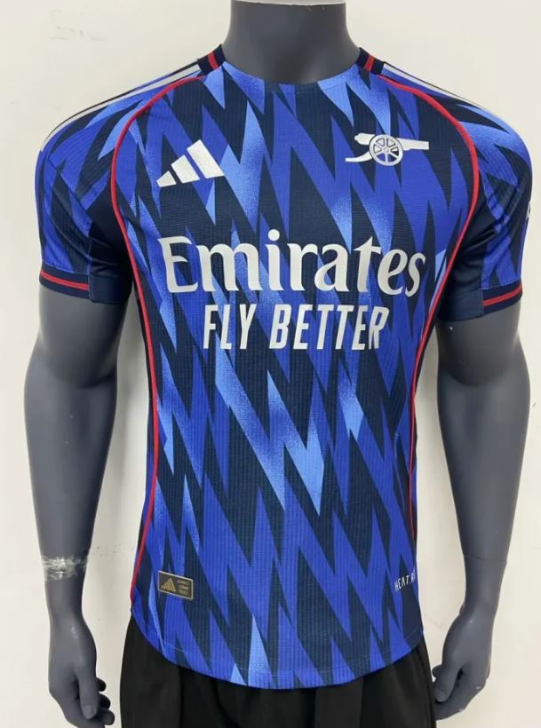 Arsenal soccer jersey with Emirates Fly Better logo.