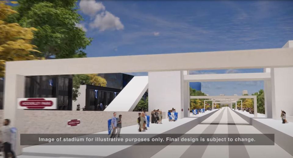 Illustration of a new Birmingham City stadium concept.