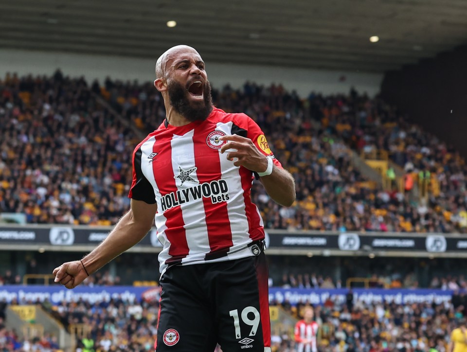 Bryan Mbeumo of Brentford FC in a soccer match.