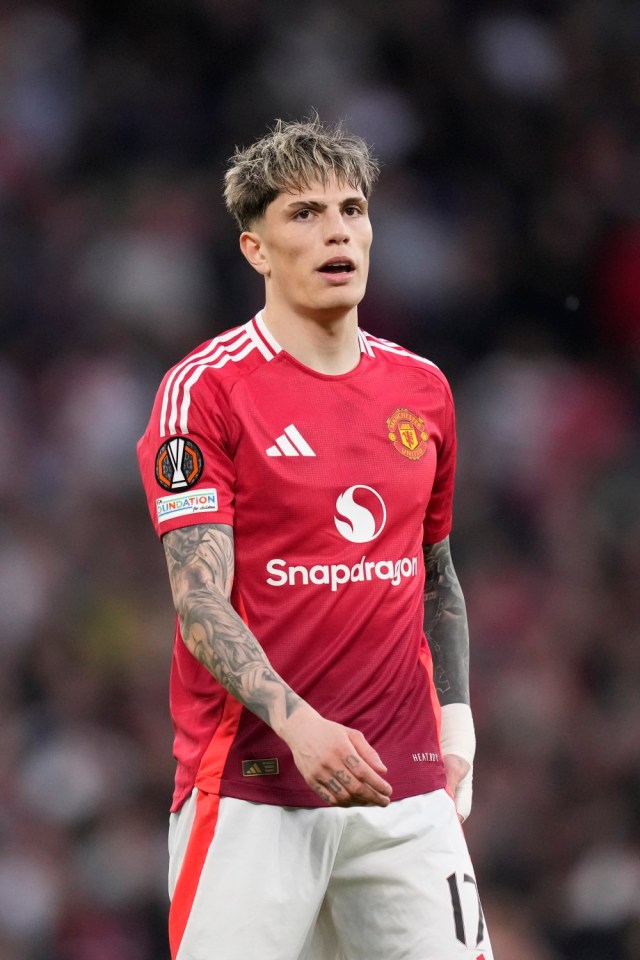 Alejandro Garnacho left winger of Manchester United and Argentina during the UEFA Europa League 2024/25 Semi Final Second Leg match between Manchester United and Athletic Club at Old Trafford on May 8, 2025 in Manchester, United Kingdom. (Photo by Jose Breton/Pics Action/NurPhoto via Getty Images)