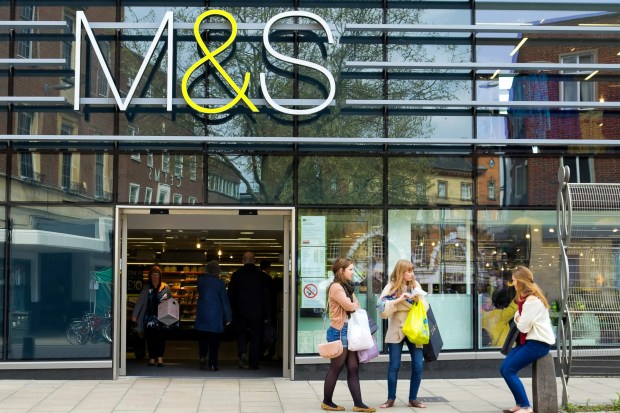 Shoppers outside a Marks & Spencer store.
