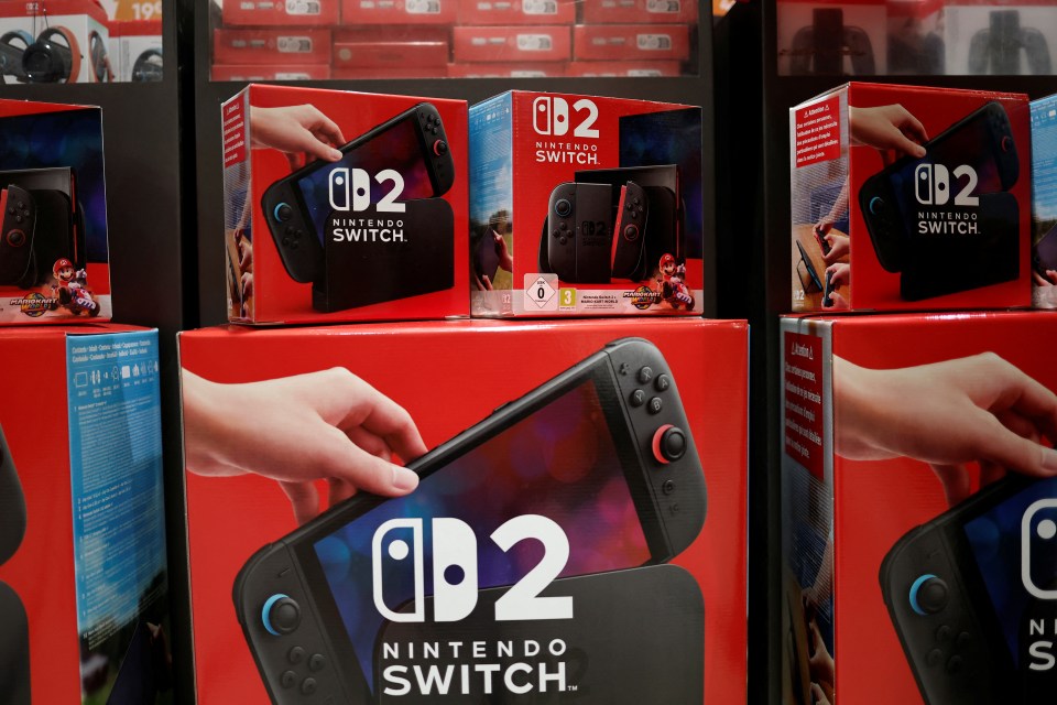 Nintendo Switch 2 game console boxes on display.
