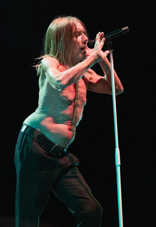 Iggy Pop performing at Alexandra Palace.