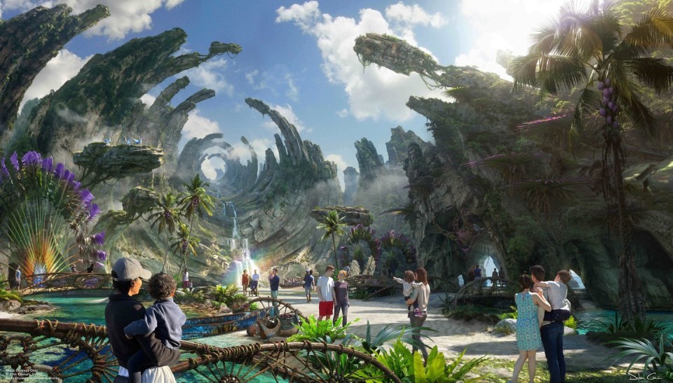 Illustration of a new Avatar-themed land coming to Disney California Adventure park.