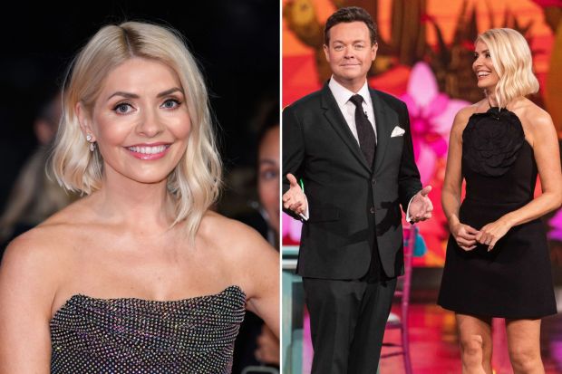 An image collage containing 2 images, Image 1 shows Holly Willoughby at the National Television Awards 2024, Image 2 shows Holly Willoughby and Stephen Mulhern on the set of You Bet!
