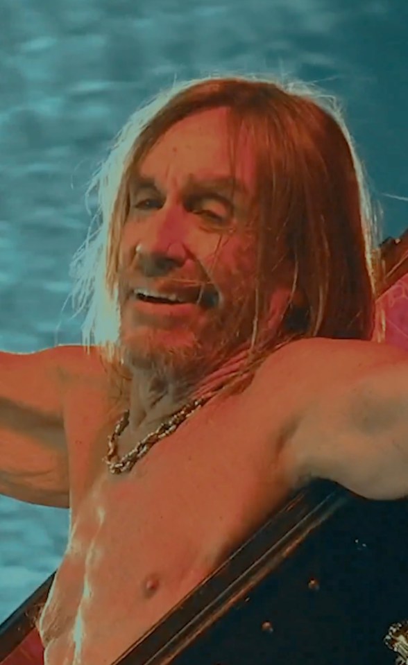 Iggy Pop being carried off in a coffin at a London concert.